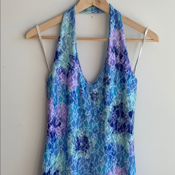 Elegant Blue and Purple Midi Dress - Picture 2 of 5